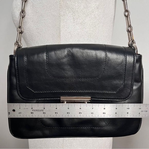 Joanna Maxham Arm Candy Black Leather Shoulder Bag with Silver Chain Straps - Picture 11 of 13